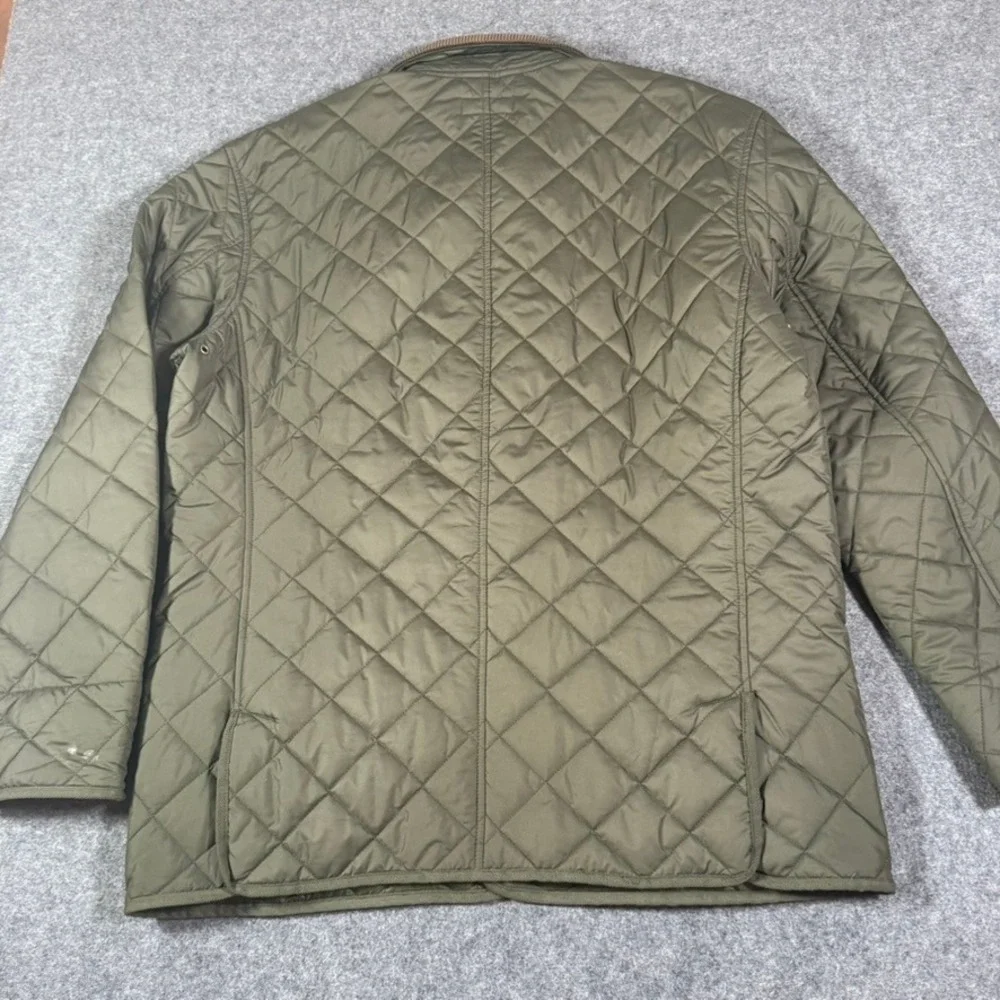 VTG Polo Ralph Lauren Mens Danbury Green Quilted Field Jacket Cord Collar Large